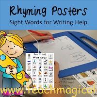 Sight Word Rhyming Posters for Writing Teach Magically