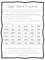 Family letter for teaching sight words from Teach Magically