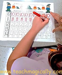 Writing numbers in math centers teach magically