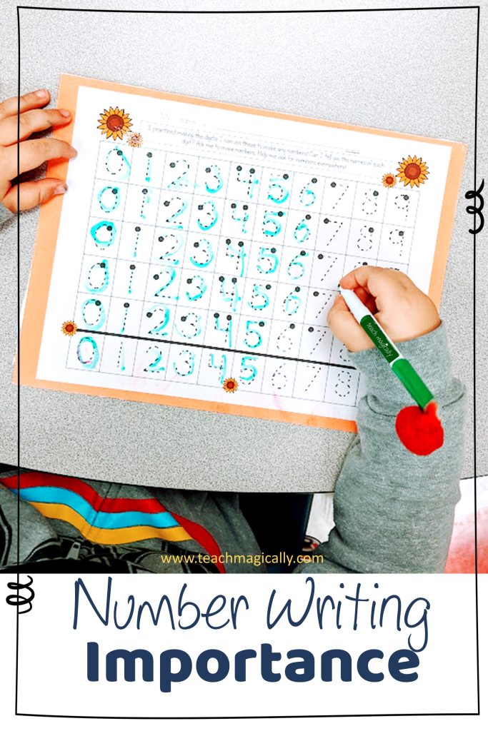 Student writing numbers